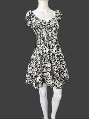 Inspired Hearts Black and White Floral Mini Dress